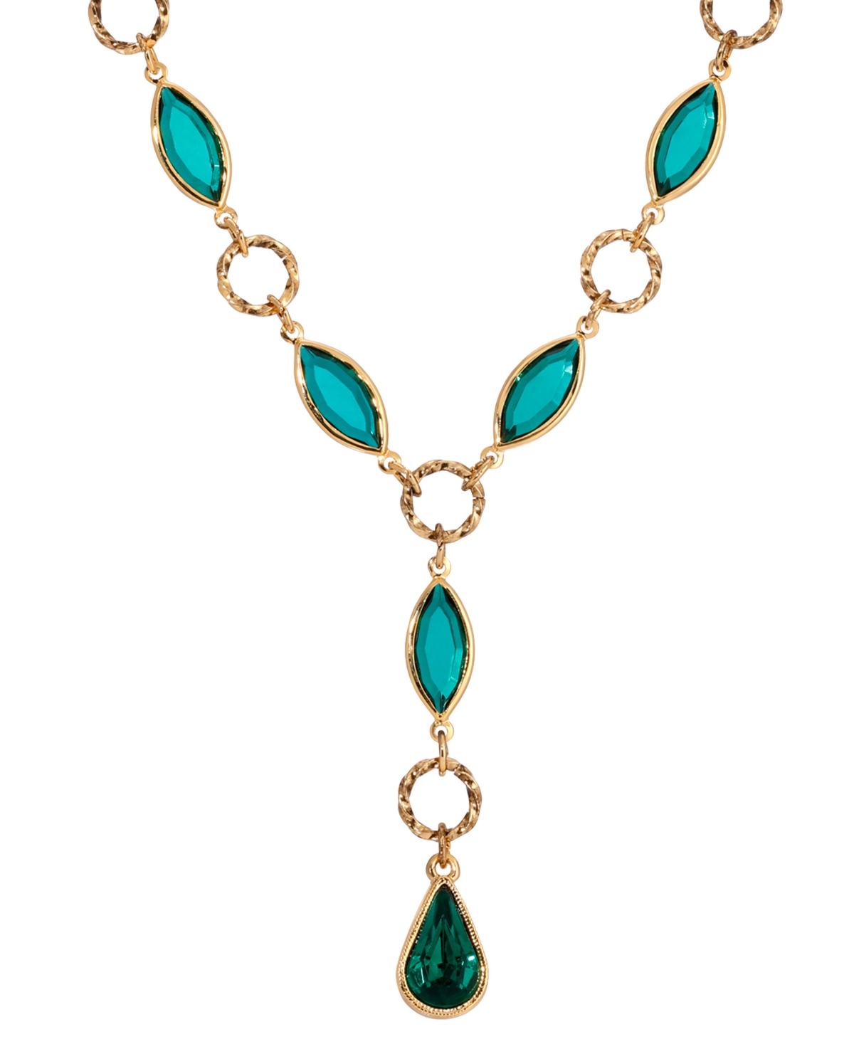 2028 Green Crystal And Acrylic Stone Y Necklace In Green