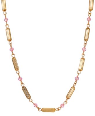 14K Gold Dipped Gold Tube Bead Crystal Necklace