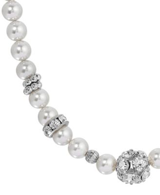 Gray Faux Cultivated Pearl Glass Accent Strand Necklace