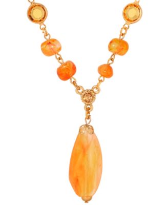 Topaz Acrylic Crystal Accent Y Necklace