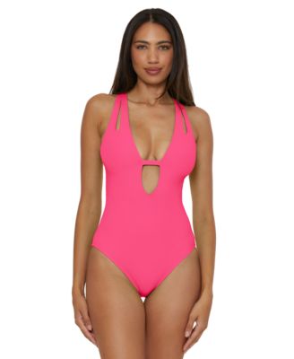 Becca - Women's Modern Edge Textured Plunging-Neck Swimsuit