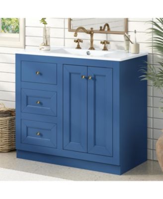 Streamdale 36" Blue Bathroom Vanity with Ceramic Sink and Storage