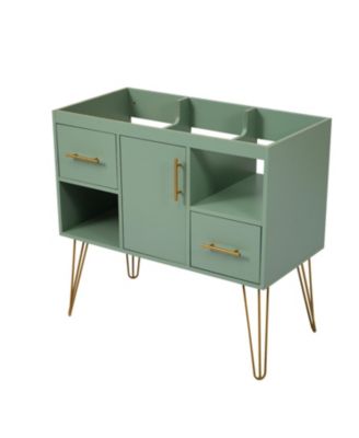 Freestanding 36" Bathroom Vanity, Green, 2 Drawers, 2 Storage Compartments