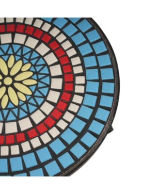 Streamdale Patio Side Table with Shelf,Blue+Black