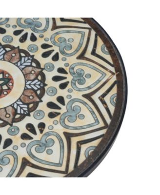 Streamdale Patio Side Table with Shelf,Brown+Black