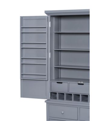 Streamdale Freestanding Kitchen Pantry Cabinet with Storage & Wine Racks