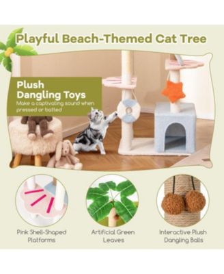 Multi-Level Beach-Themed Cat Tree Aesthetic & Fun Kitten Tower for Indoor Cats