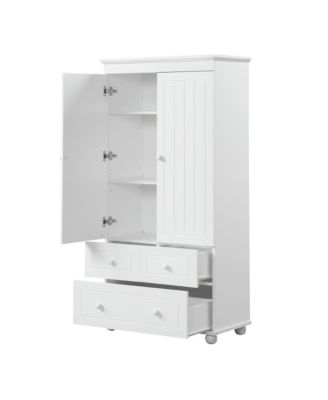 Tall Storage Cabinet with Three Drawers for Bathroom/Office, White