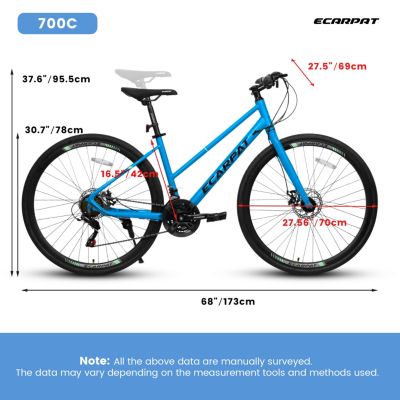 Streamdale 700C Road Hybrid Bike for Adult, 21-Speed Road Bike Road Bicycle Carbon Steel Frame/Dual-Disc Brakes/Multiple Colors