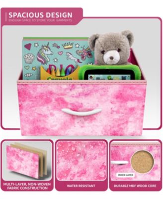 Narrow 6 Drawers Nightstand with Steel Frame, Wood Top, Easy Pull Fabric Bins