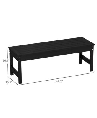 47" HDPE Outdoor Bench, Backless Slatted Garden Bench Seat,