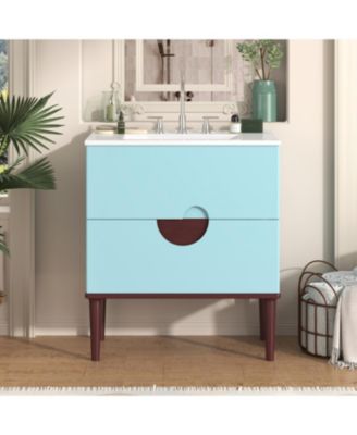 Streamdale 30" Blue Bathroom Vanity Set with Ceramic Sink and 2 Drawers
