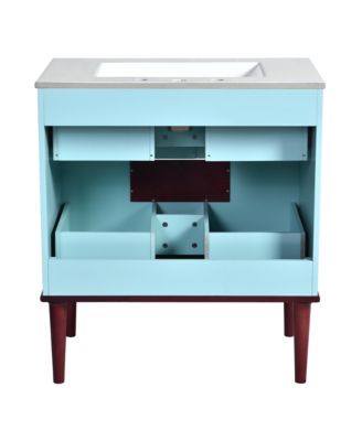 Streamdale 30" Blue Bathroom Vanity Set with Ceramic Sink and 2 Drawers