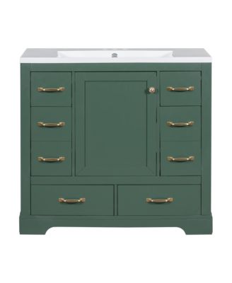 36" Bathroom Vanity with Sink Combo, Six Drawers, Multi-Functional Drawer Divider, Adjustable Shelf