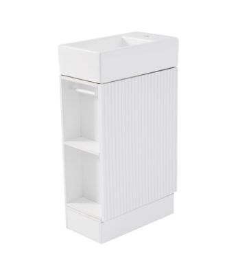 18.6" Bathroom Vanity with Sink, Bathroom Vanity Cabinet with Two-tier Shelf, Left or Right Orientation