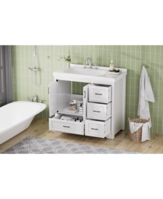 Streamdale 36" Bathroom Vanity with Sink, 2 Doors, 4 Drawers (White, 35.8"W x 19.7"D x 35.4"H)