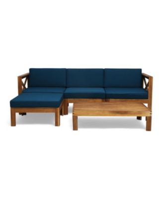 Streamdale Exotic Acacia Wood Sectional Sofa Set with Water-Resistant Cushions for Outdoor Comfort