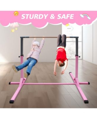 Streamdale Gymnastics Bar for Kids, Adjustable Height Gym Bar, Junior Training Kip Bar for Home, Built for kids 3+ Years Pink