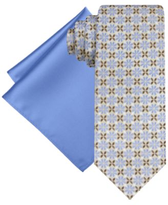 Men's Medallion Tie & Solid Pocket Square Set