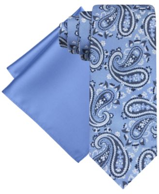 Men's Paisley Tie & Solid Pocket Square Set