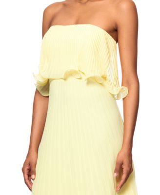 Betsy & Adam Women's Pleated Strapless Gown