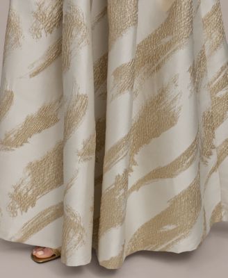 Women's Metallic Jacquard Strapless Ball Gown