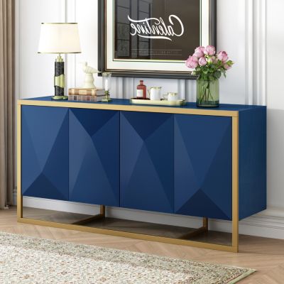 Modern Sideboard with Mahogany Veneer and Unique Metal Legs for Entryway, Living Room or Study