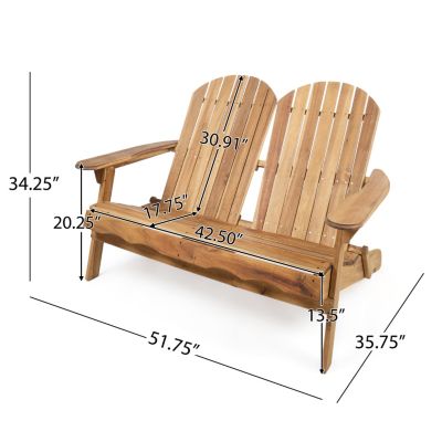 Streamdale Acacia Wood Outdoor Adirondack Loveseat Timeless Style and Comfort