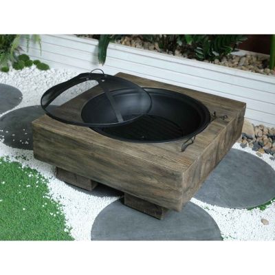 Streamdale Wood-Fueled Outdoor Fire Pit with Wood Grain Design