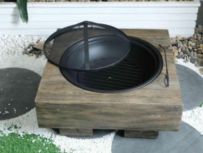 Streamdale Wood-Fueled Outdoor Fire Pit with Wood Grain Design