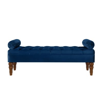 Velvet Bed Bench with Tufted Buttons, Upholstered Window/Entryway Bench