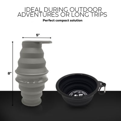 Feed N Sip 2-in-1 Collapsible Dog Bowl and Water Bottle, Portable Pet Feeding Solution for Travel