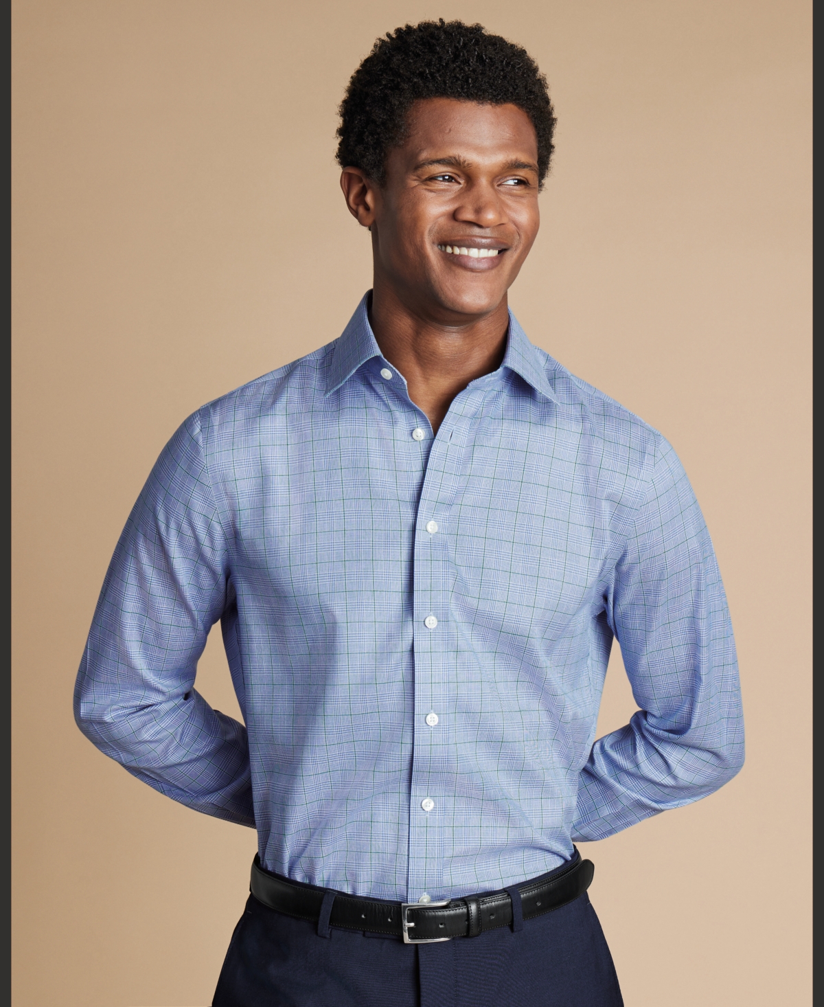 Men's Slim-Fit Dress Shirt - Indigo blue