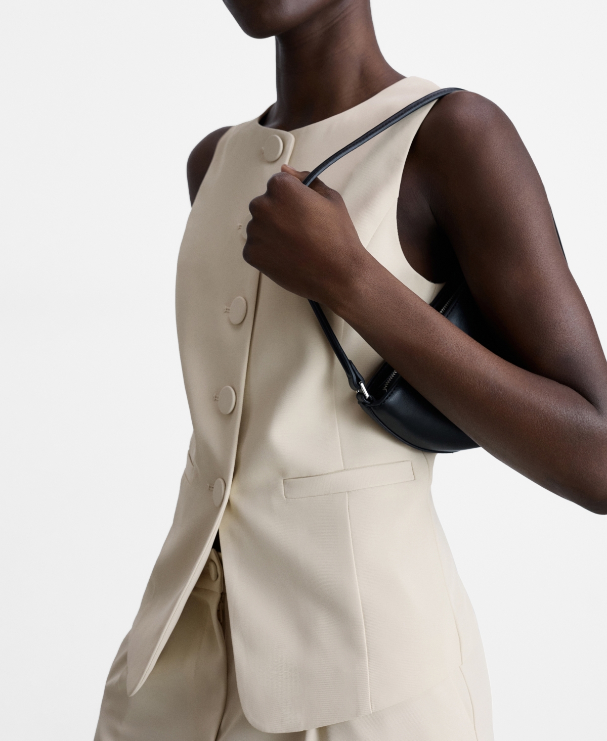 Mango Women's Buttoned Suit Waistcoat In White