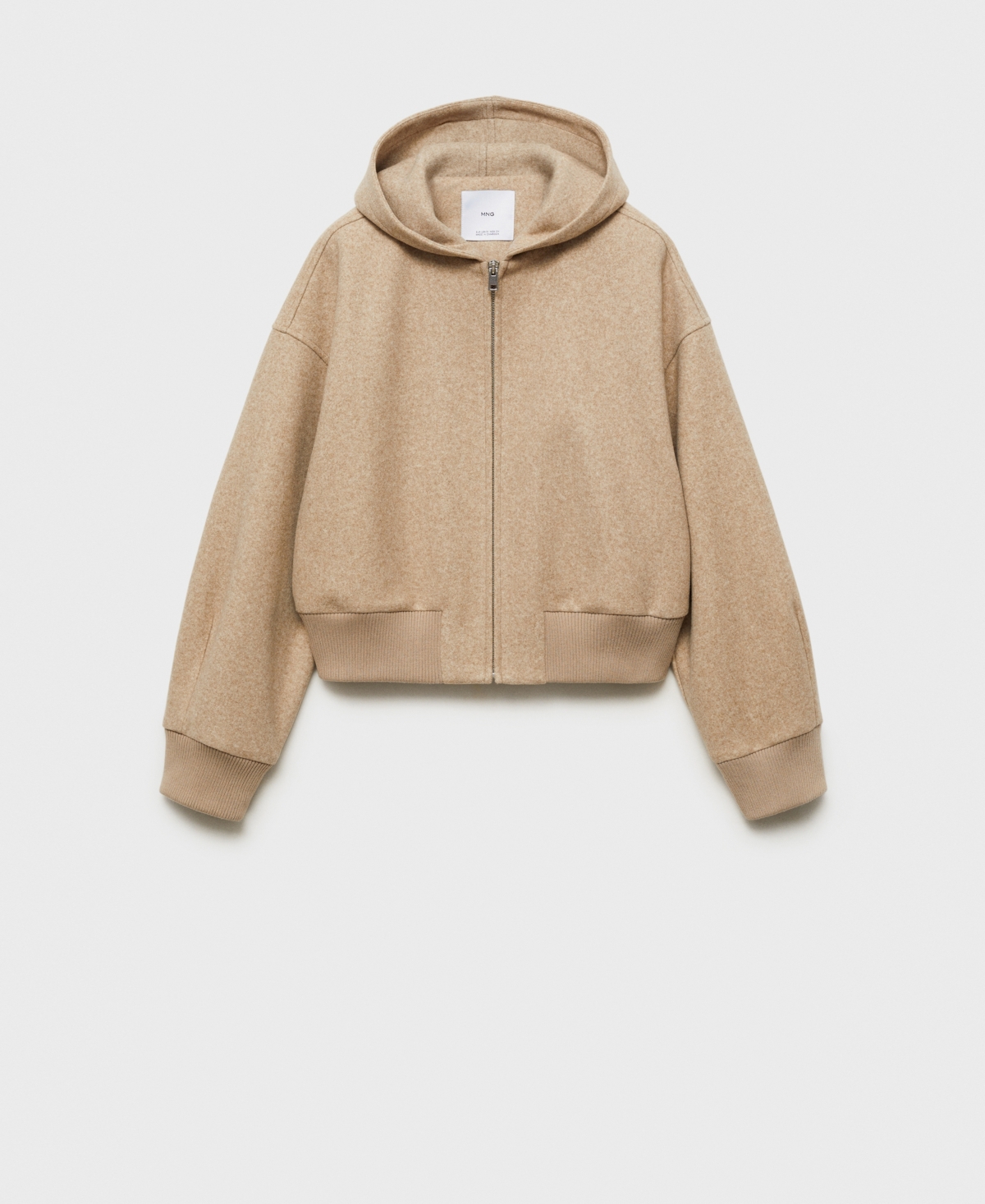 Mango Crop Full Zip Hoodie In Sand