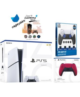 PlayStation 5 Slim Disc with Extra Controller, FPS Grip Kit and MightySkins Decal Code