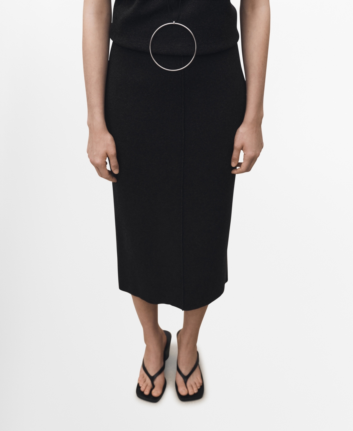 Mango Women's Wool-blend Midi-skirt In Charcoal
