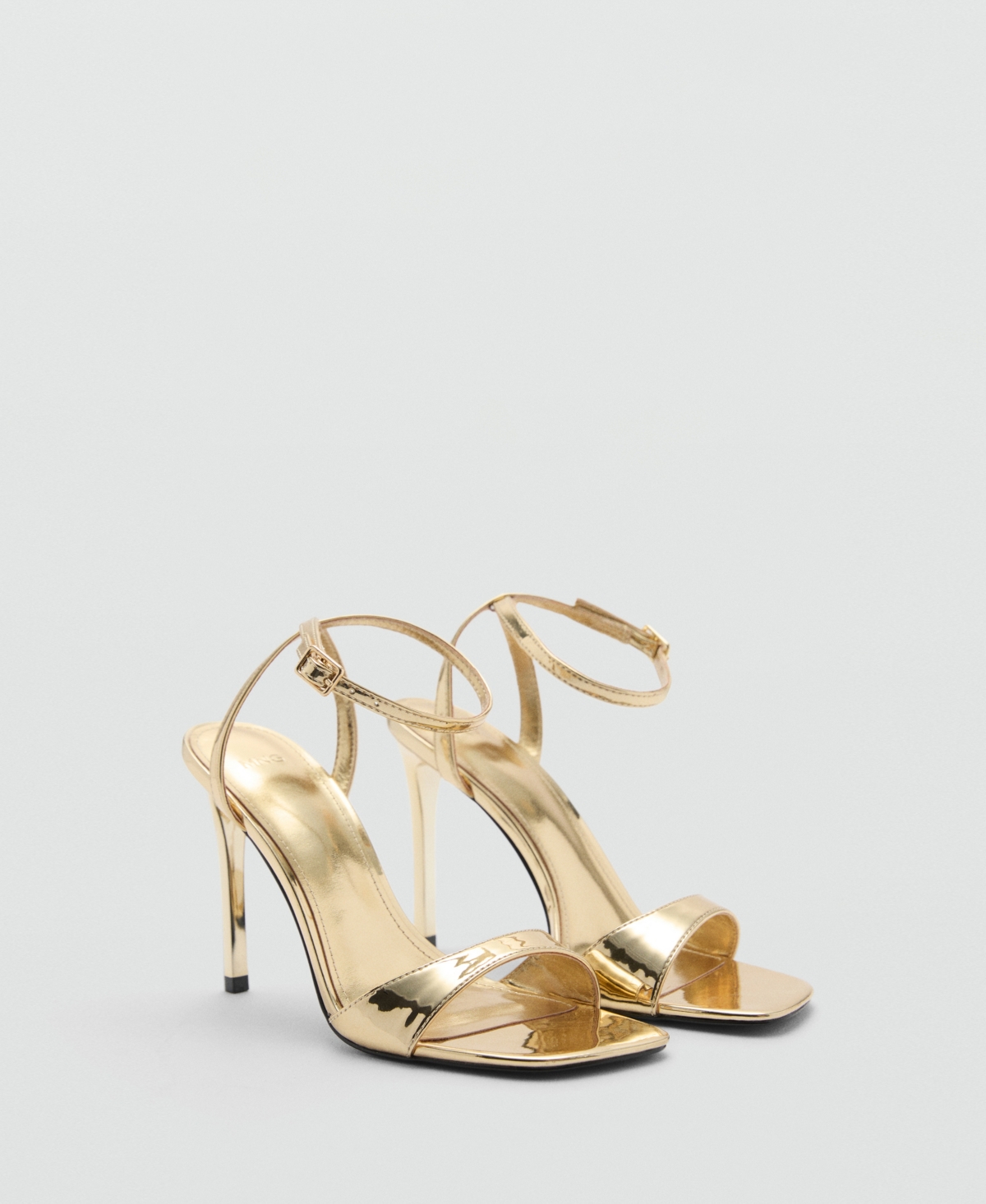 Mango Metallic-effect Heeled Sandals Gold In Gold