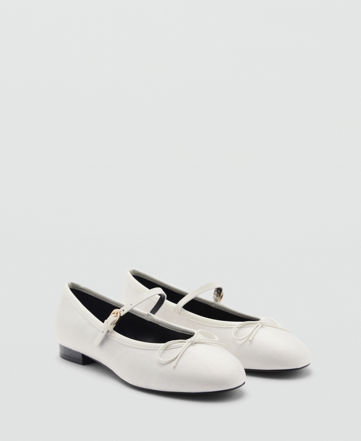 Mango Ballerinas With Strip And Bow Detail White In White