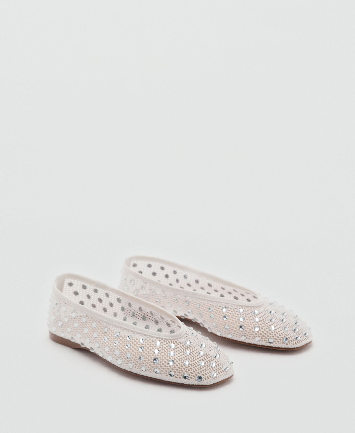 Обувь MANGO Women's Rhinestone Detail Mesh Shoes, цвет: Белый — фото 1