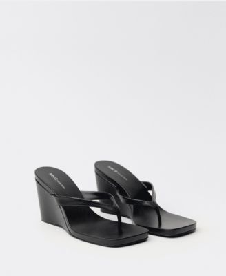 MANGO - Women's Wedge Leather Sandals