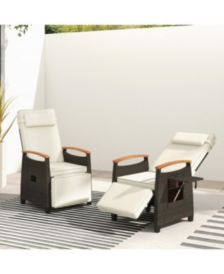 Patio Wicker Recliner Chair with Adjustable Backrest and Footrest