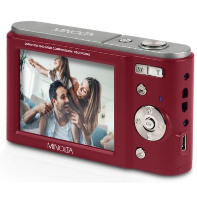 Minolta MND20 44 MP 2.7K Ultra HD Digital Camera (Red) With Slinger Camera case