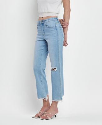 Women's High Rise Crop Straight Jeans