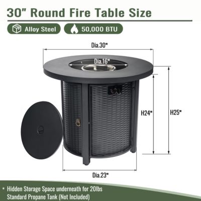 30inch Propane Round Fire Table 40000BTU Propane Fire Pit Table