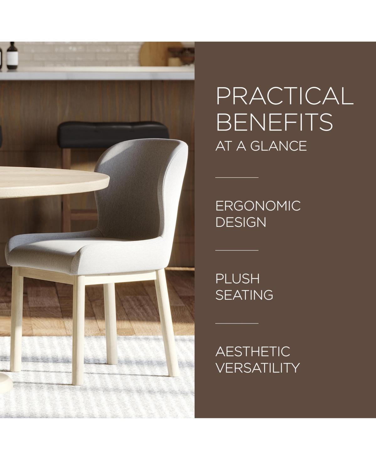 Maven Lane Gia Contemporary Dining Chair, Refined Grey Finish with Taupe Fabric