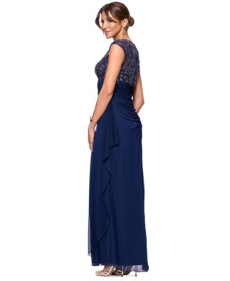 Petite Beaded Ruched-Back Gown