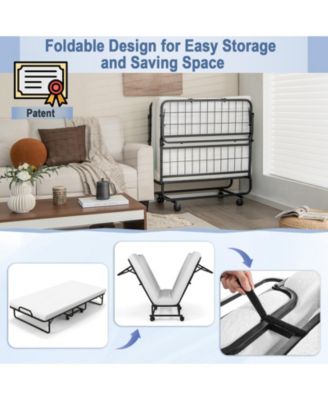 Twin Size Metal Folding Bed with Memory Foam Mattress