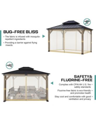 Universal 12 x 14 ft. Gazebo Replacement Mosquito Netting Screen 4-Panel Sidewalls with Double Zipper  (Only Netting)