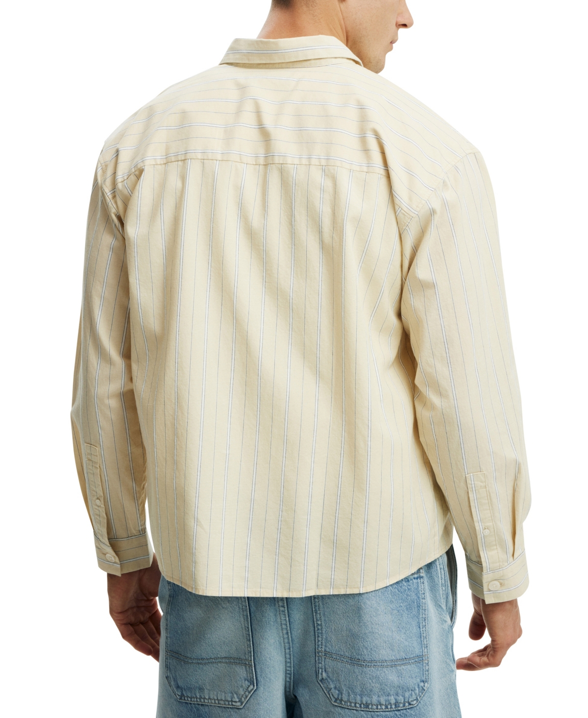 Shop Cotton On Men's Hampton Long Sleeve Shirt In Cream Stripe
